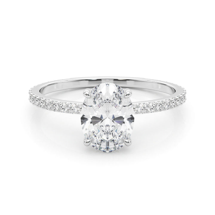 Platinum Oval Diamond Halo Engagement Ring 1/3 ctw