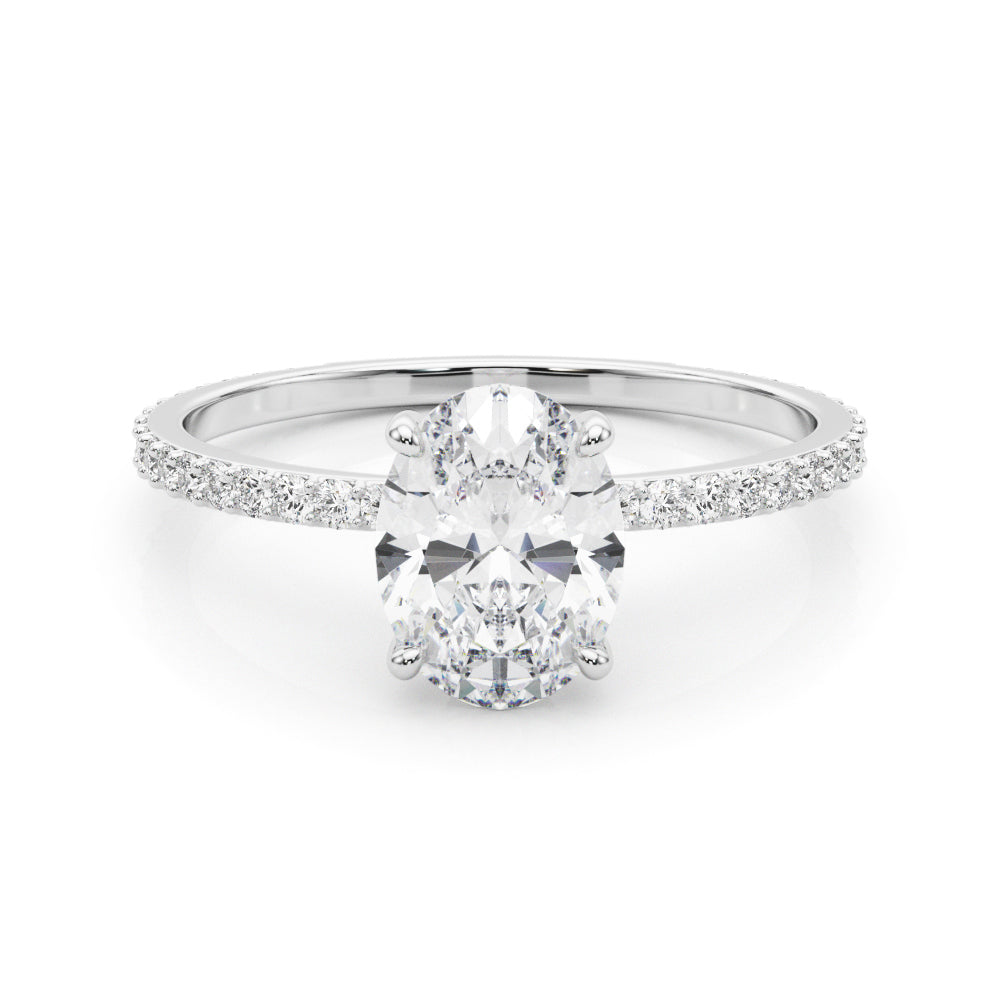Platinum Oval Diamond Halo Engagement Ring 1/3 ctw
