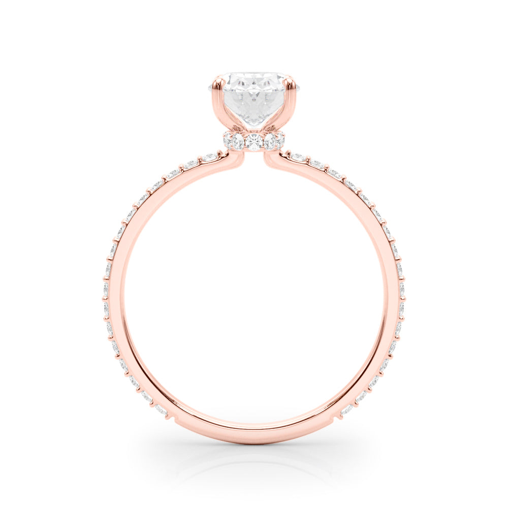 14K Rose Gold Oval Diamond Halo Engagement Ring