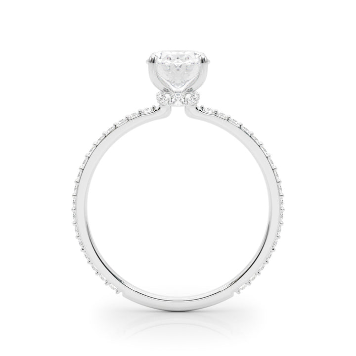 18K White Gold Diamond Oval Halo Engagement Ring