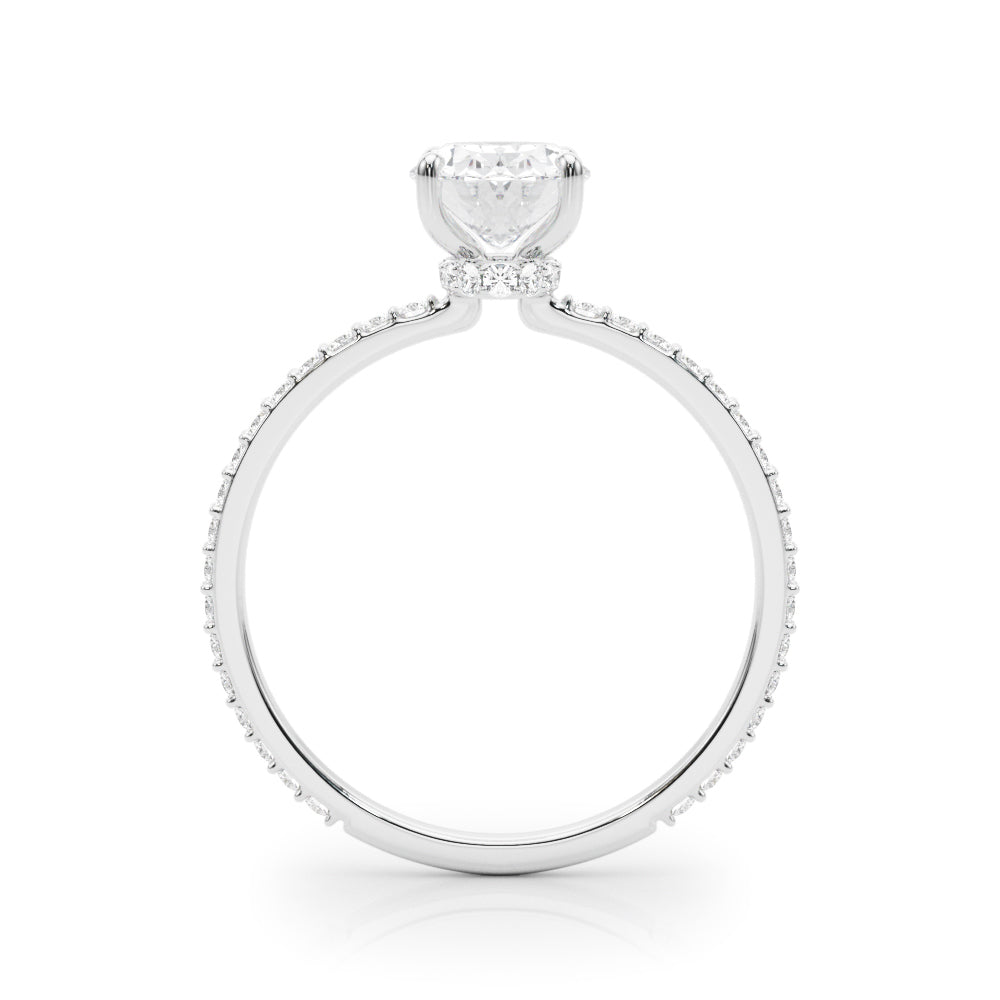 18K White Gold Diamond Oval Halo Engagement Ring