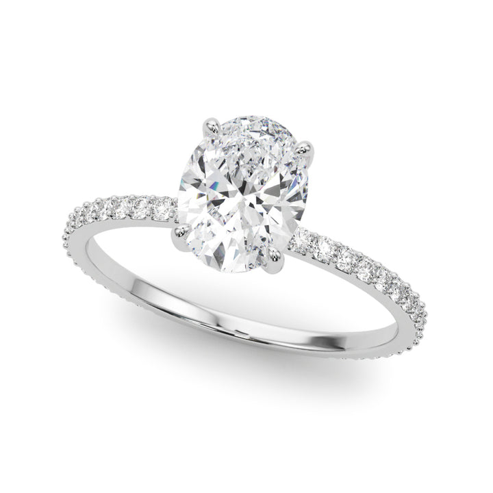 Platinum Oval Diamond Halo Engagement Ring 1/3 ctw