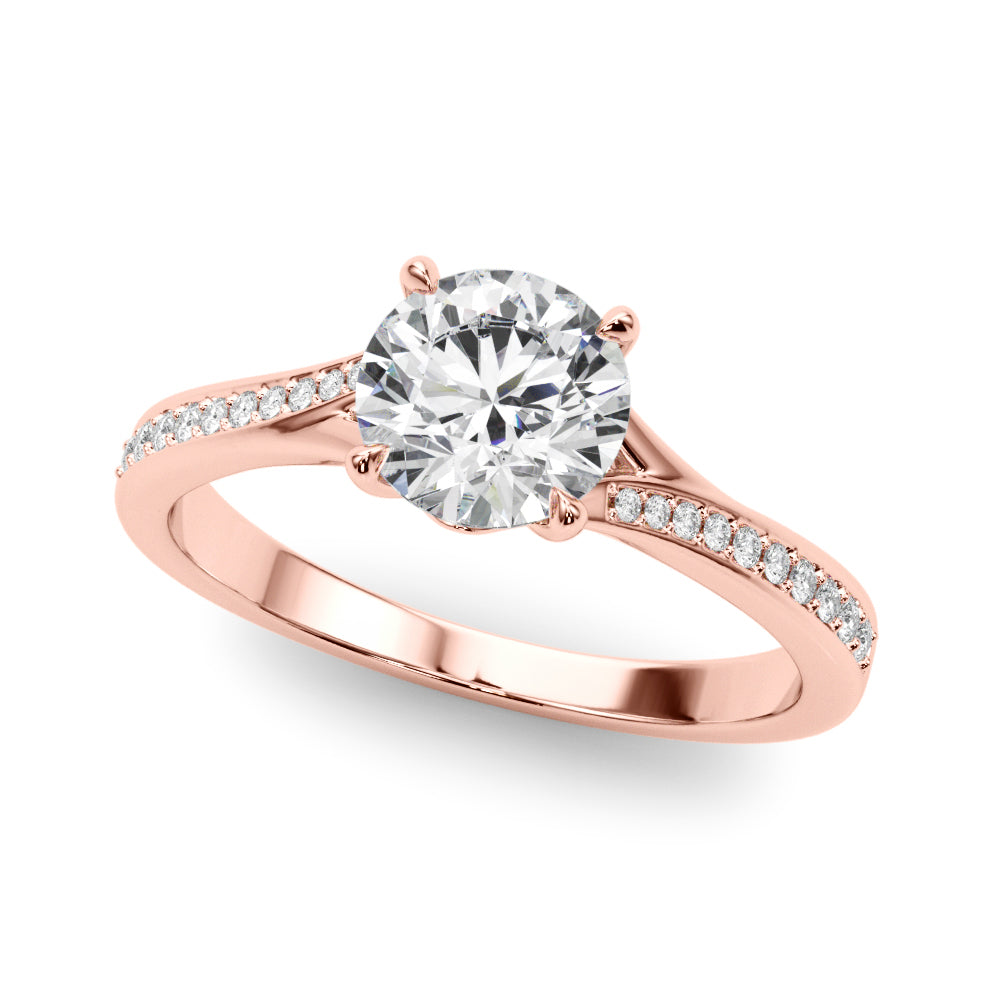 14K Rose Gold Diamond Engagement Ring 0.5 ct