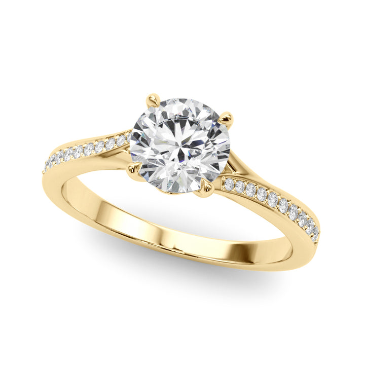 18K Yellow Gold Round Diamond Engagement Ring