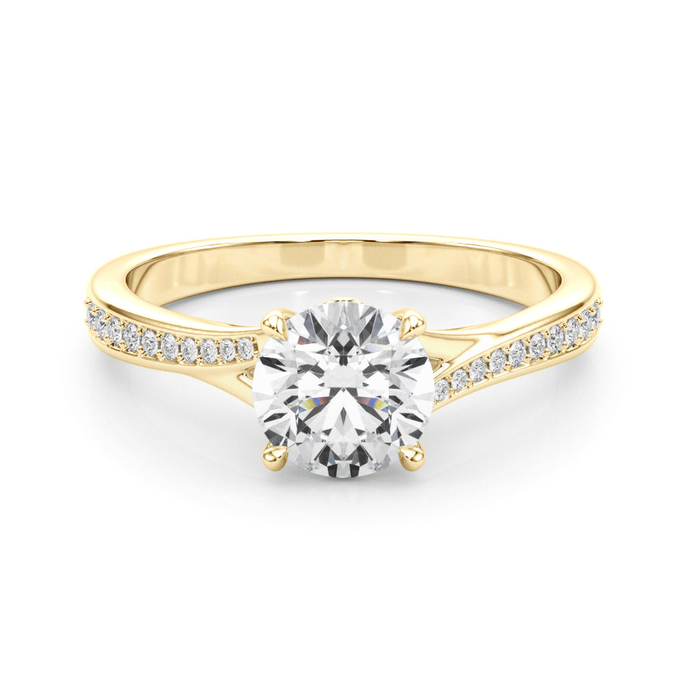 18K Yellow Gold Round Diamond Engagement Ring