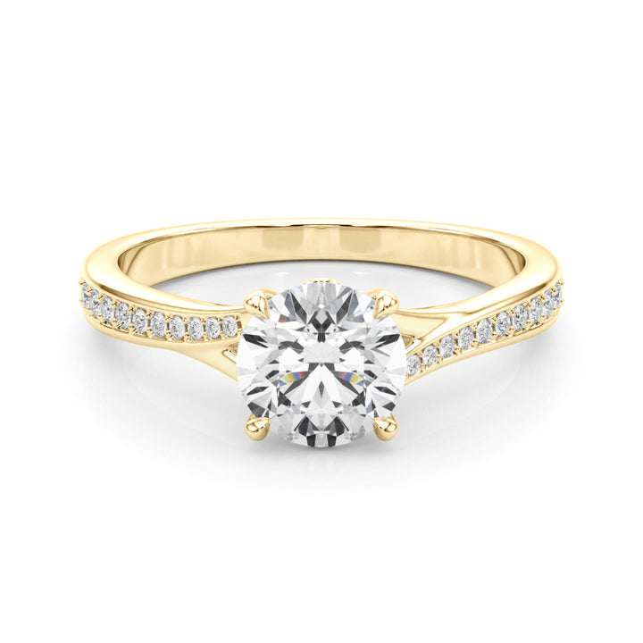 18K Yellow Gold Round Diamond Engagement Ring