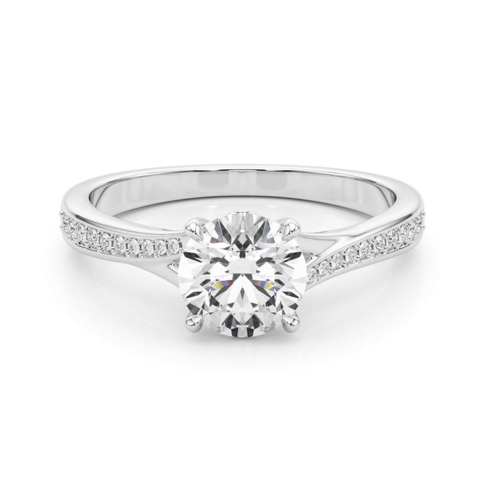 18K White Gold Single Row Diamond Engagement Ring