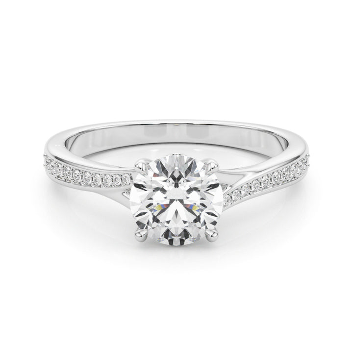 18K White Gold Single Row Diamond Engagement Ring