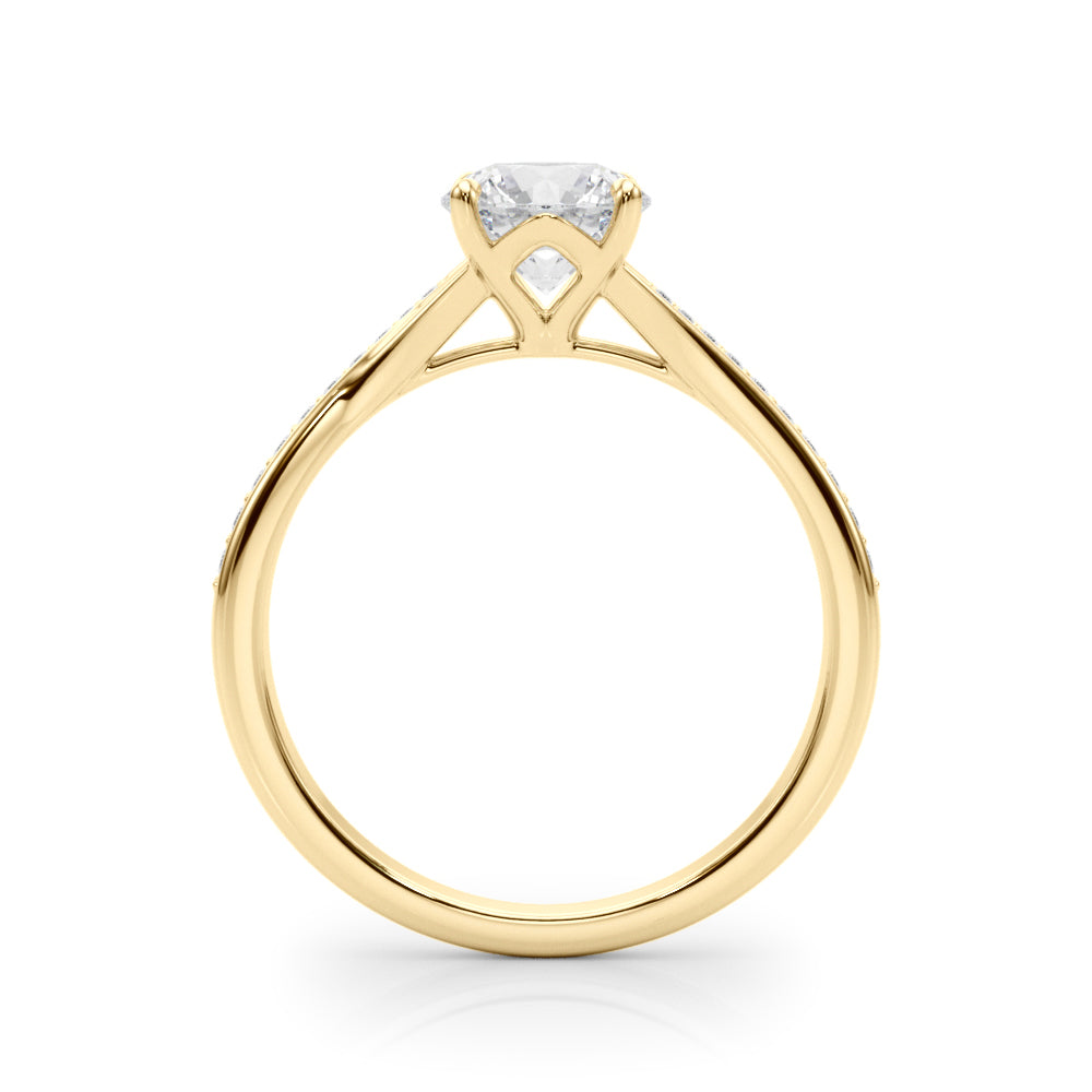 18K Yellow Gold Round Diamond Engagement Ring