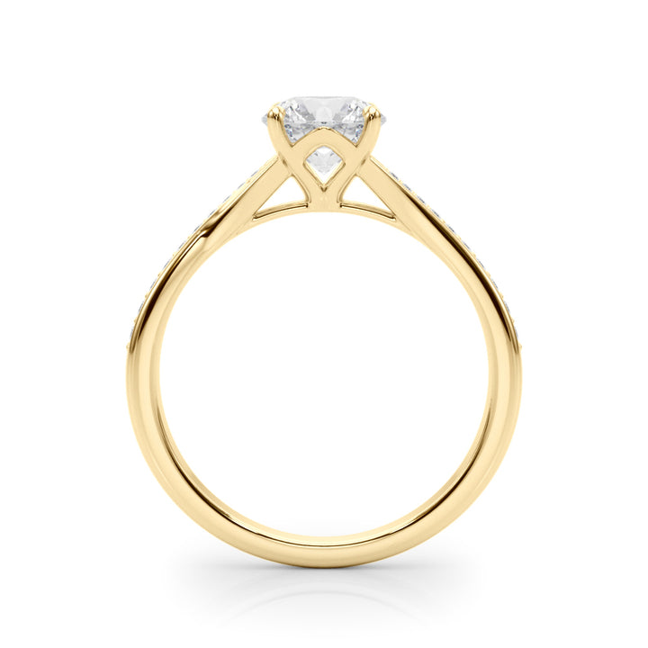 18K Yellow Gold Round Diamond Engagement Ring