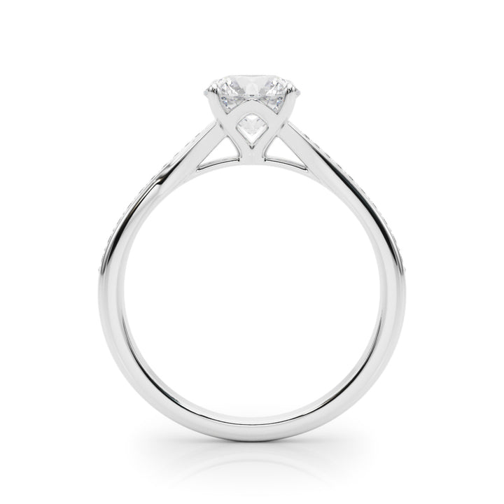 18K White Gold Single Row Diamond Engagement Ring