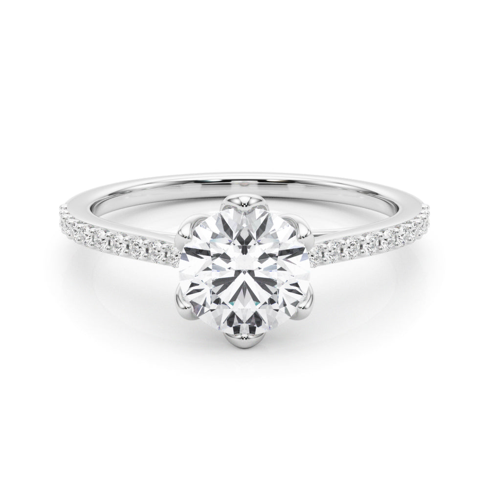 14K White Gold Round Diamond Engagement Ring