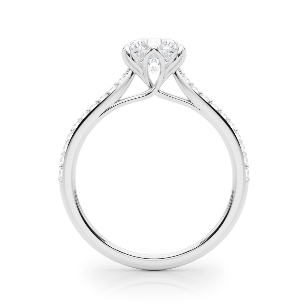 14K White Gold Round Diamond Engagement Ring