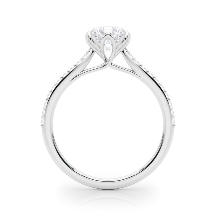 14K White Gold Round Diamond Engagement Ring