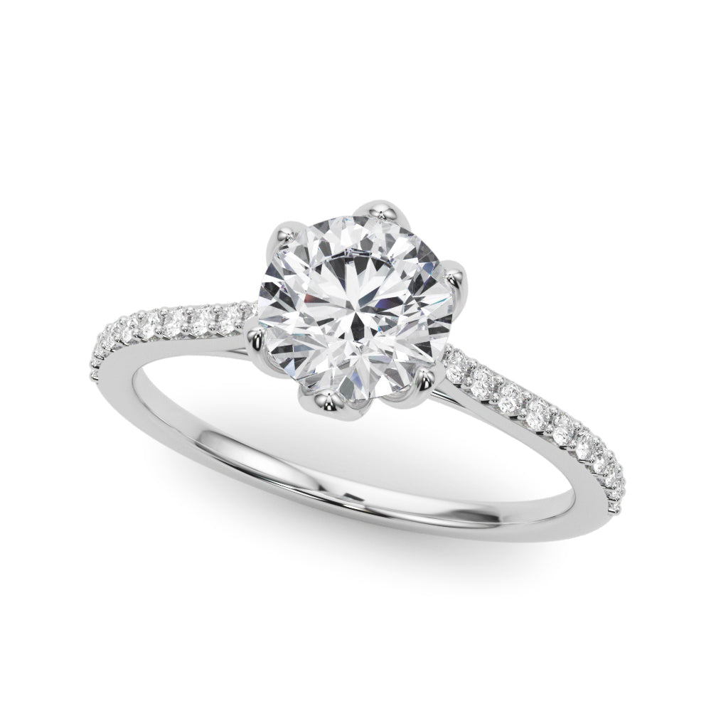 14K White Gold Round Diamond Engagement Ring