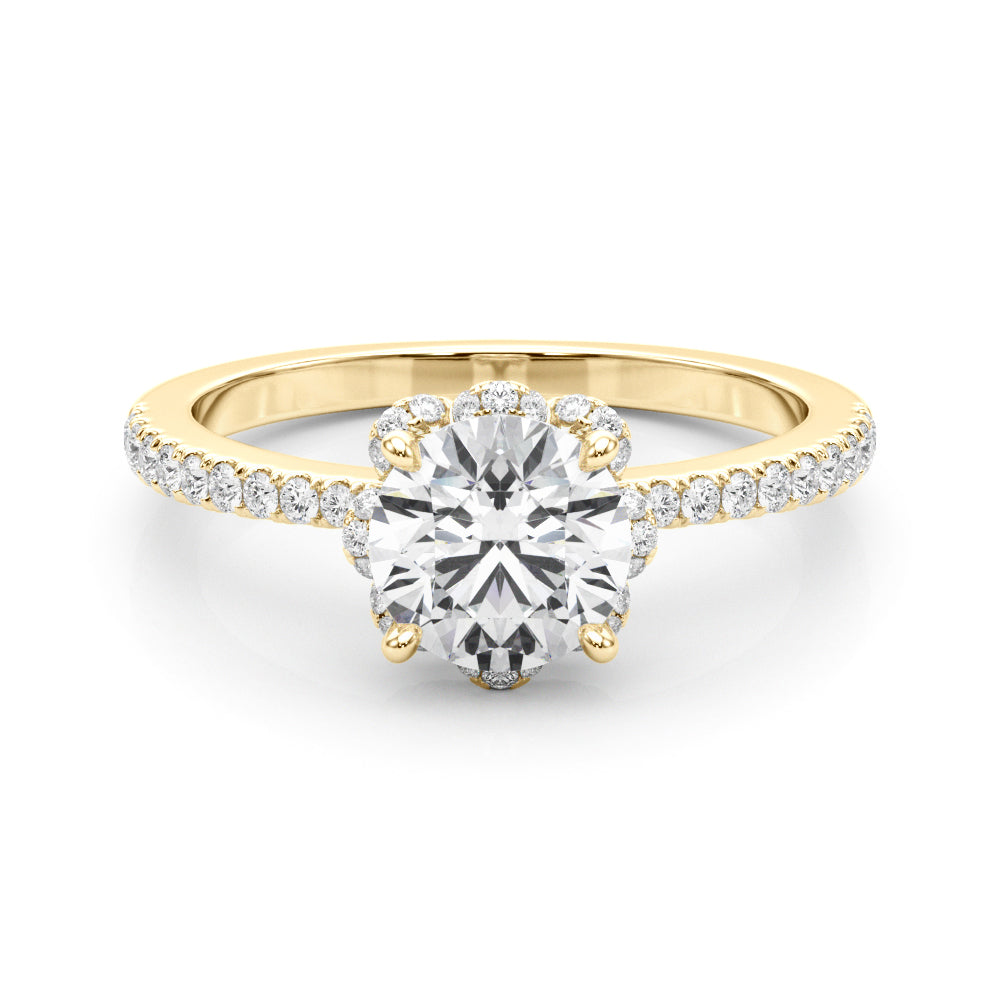 14K Yellow Gold 1 CT Diamond Halo Engagement Ring