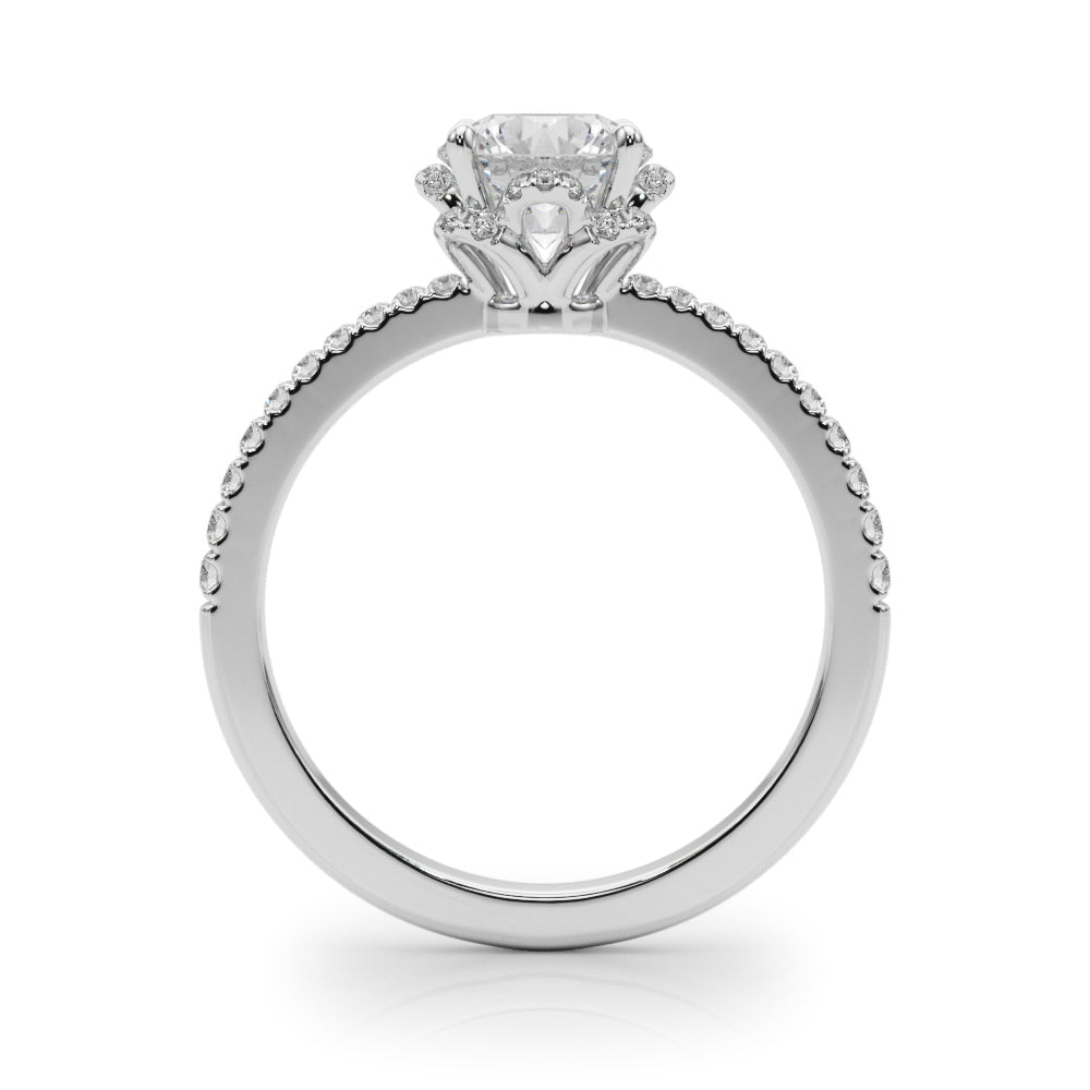 18K White Gold 1.25 ctw Round Diamond Halo Ring