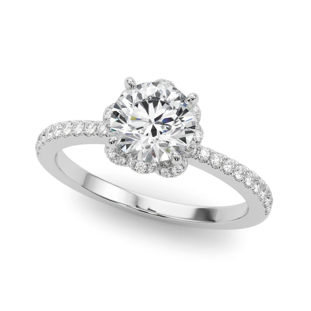 18K White Gold 1.25 ctw Round Diamond Halo Ring