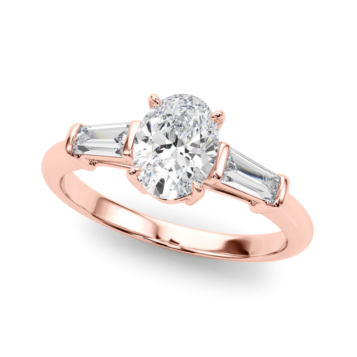 18K Rose Gold Oval Diamond Engagement Ring