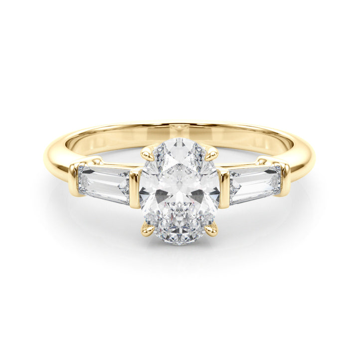 14K Yellow Gold Oval Diamond Engagement Ring