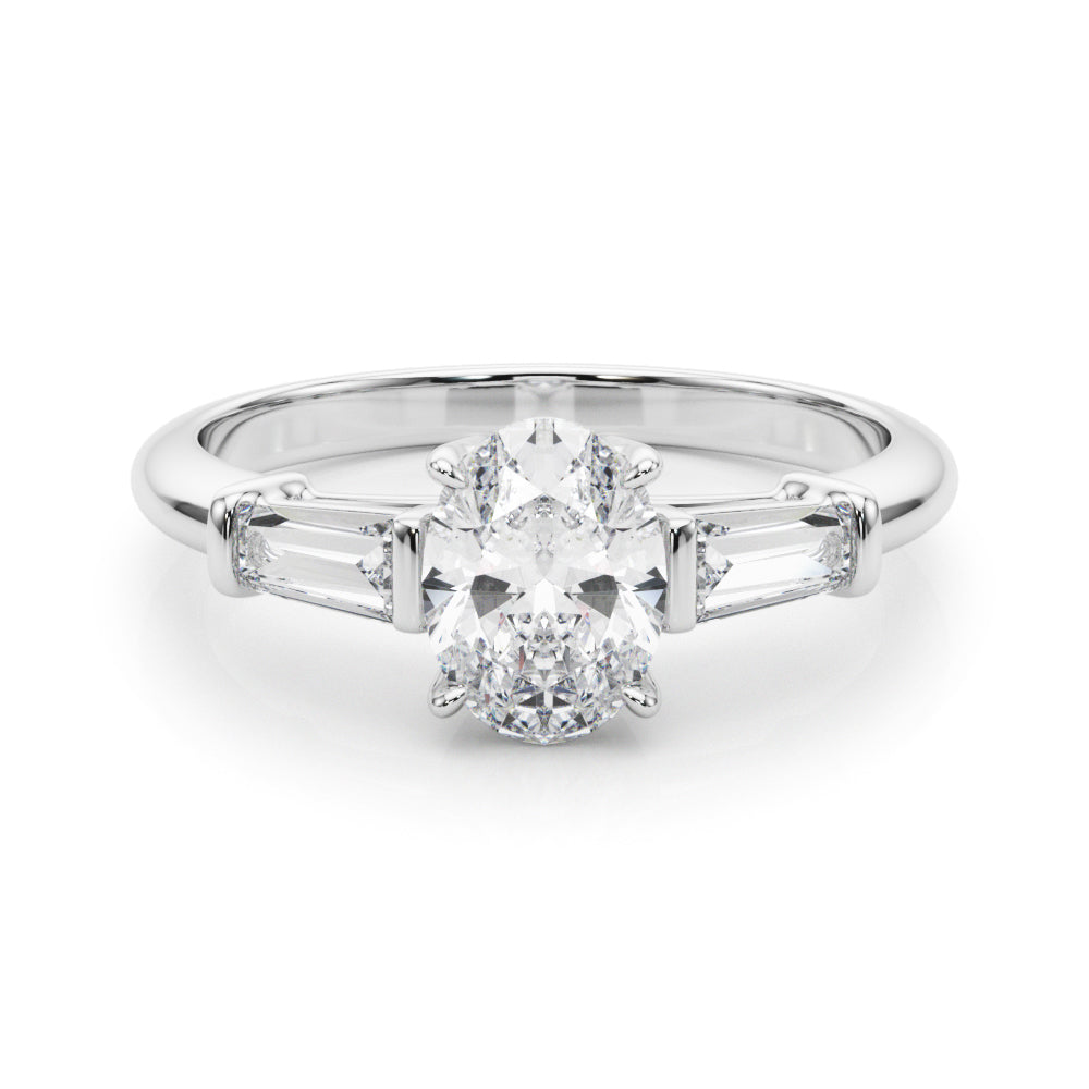 18K White Gold Oval Diamond Engagement Ring