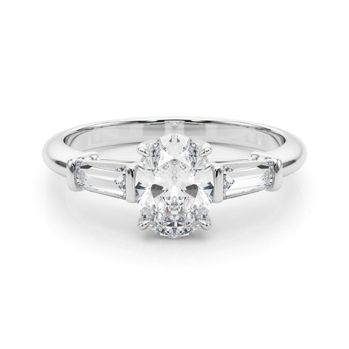 18K White Gold Oval Diamond Engagement Ring