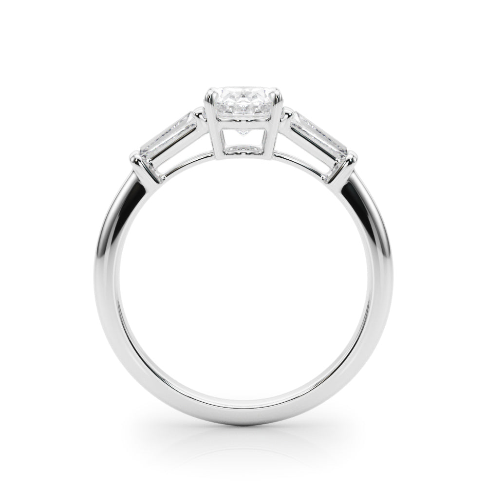 18K White Gold Oval Diamond Engagement Ring