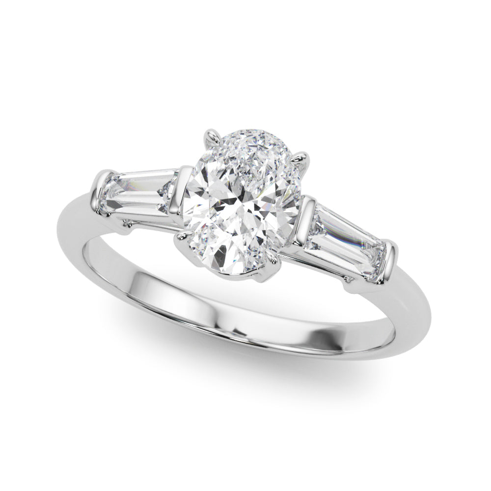 18K White Gold Oval Diamond Engagement Ring