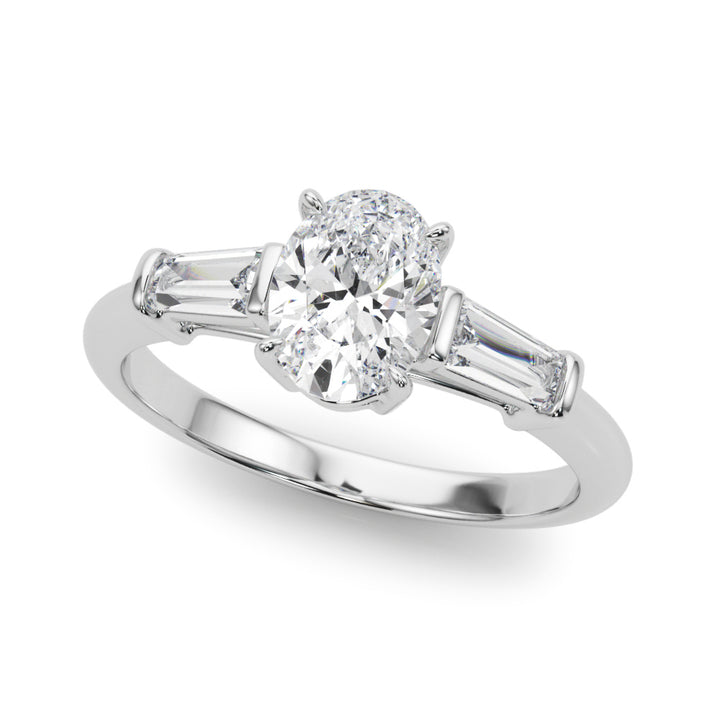 18K White Gold Oval Diamond Engagement Ring