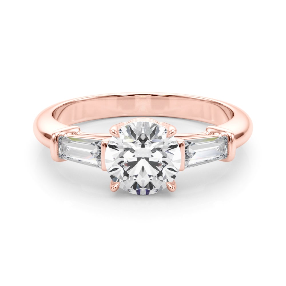 3 STONE RING ROUND CENTER TAPER BAGUETTE SIDES