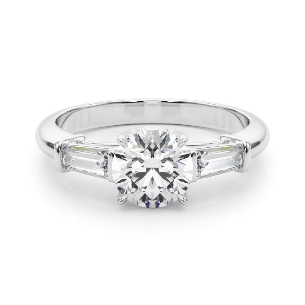 3 STONE RING ROUND CENTER TAPER BAGUETTE SIDES