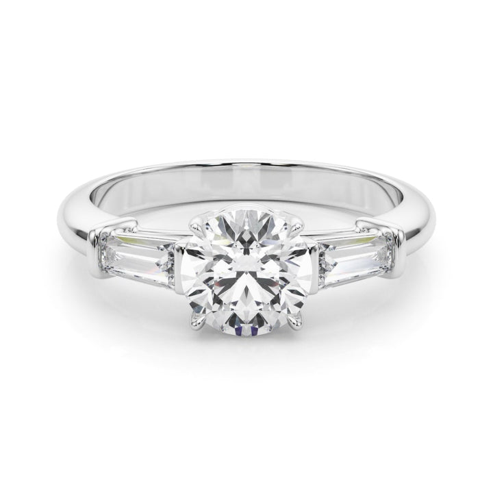 3 STONE RING ROUND CENTER TAPER BAGUETTE SIDES