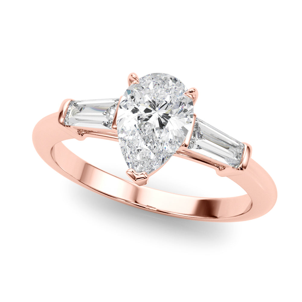14K Rose Gold Taper Baguette Diamond Ring