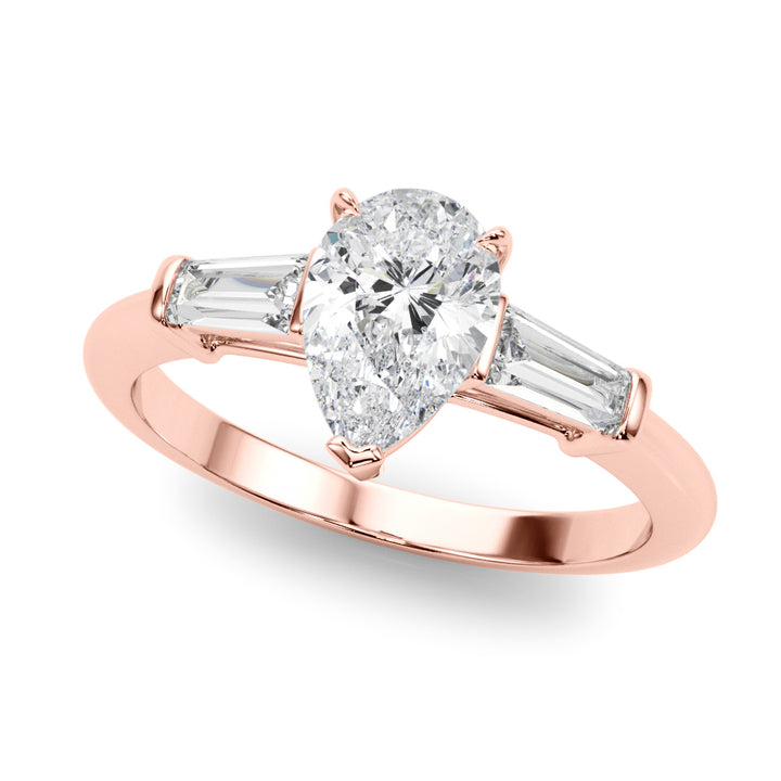 14K Rose Gold Taper Baguette Diamond Ring