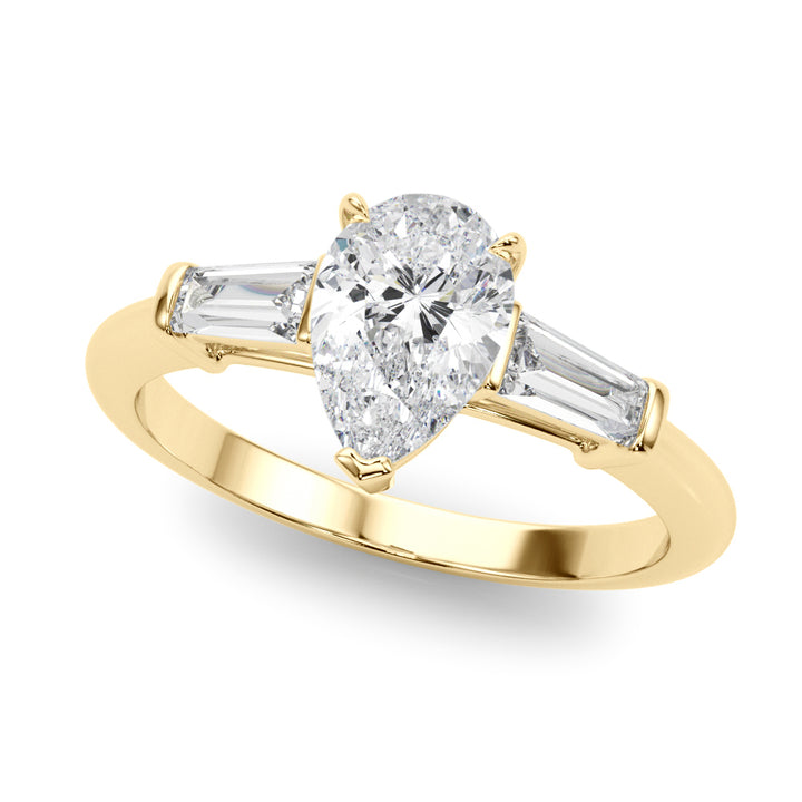 14K Yellow Gold Taper Baguette Diamond Ring