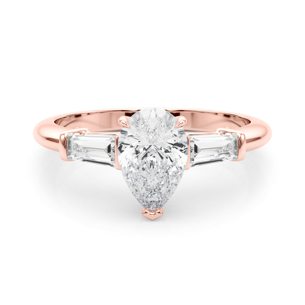 14K Rose Gold Taper Baguette Diamond Ring