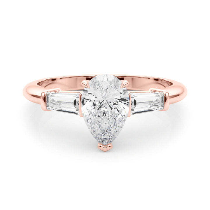 14K Rose Gold Taper Baguette Diamond Ring