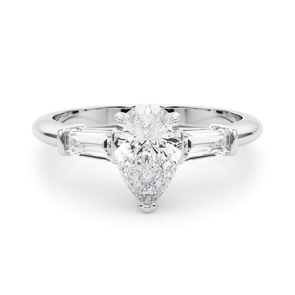 18K White Gold Taper Baguette Diamond Engagement Ring