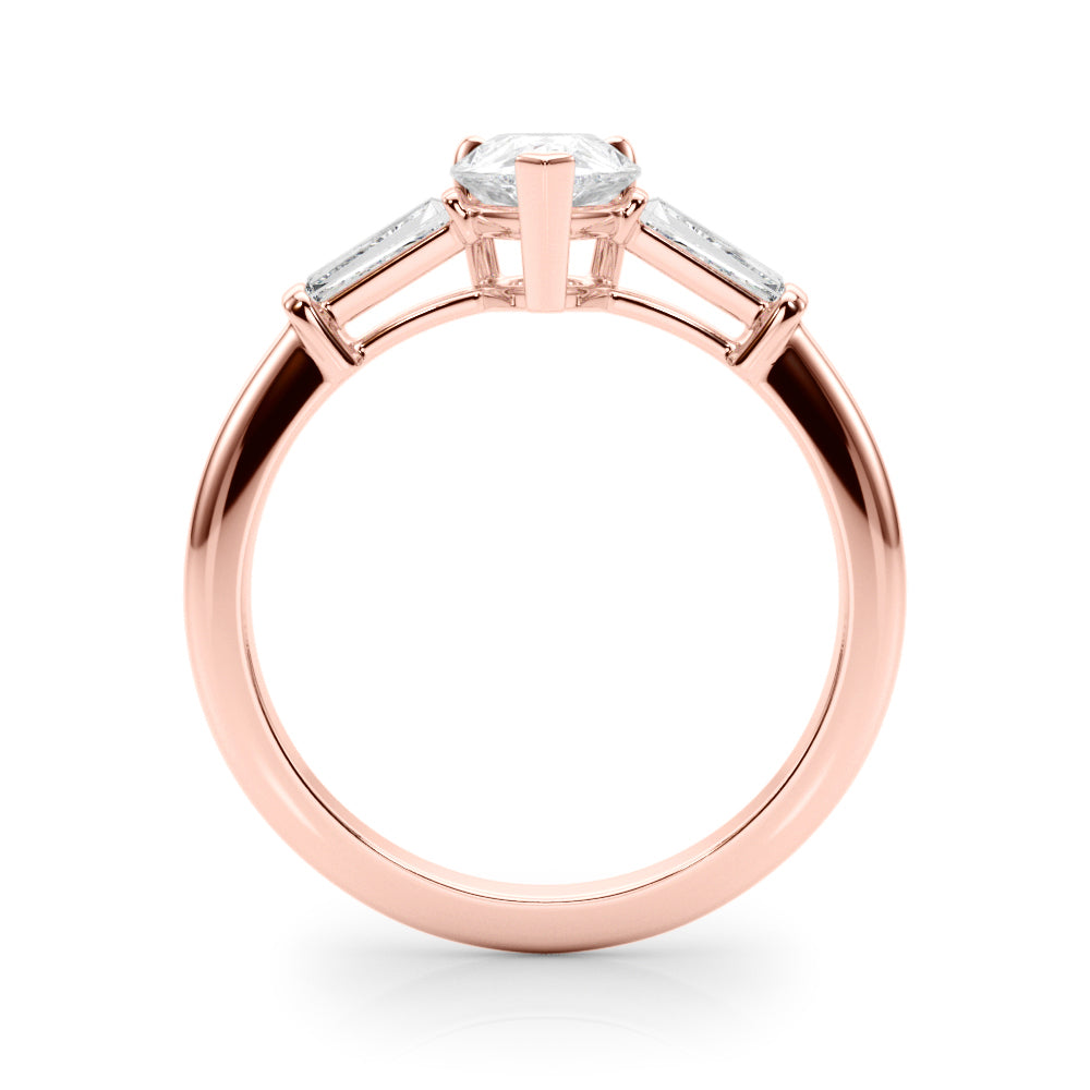 14K Rose Gold Taper Baguette Diamond Ring