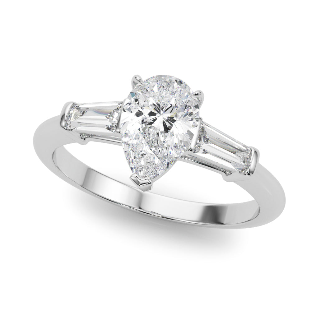 18K White Gold Taper Baguette Diamond Engagement Ring