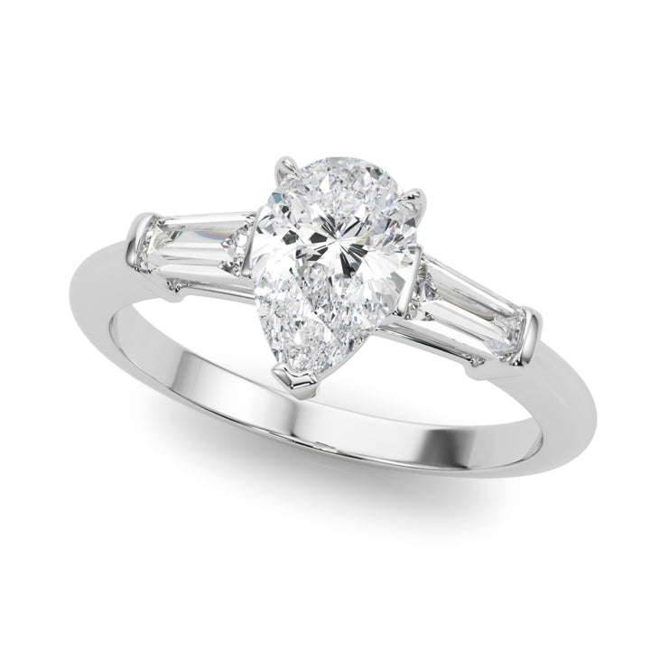 18K White Gold Taper Baguette Diamond Engagement Ring