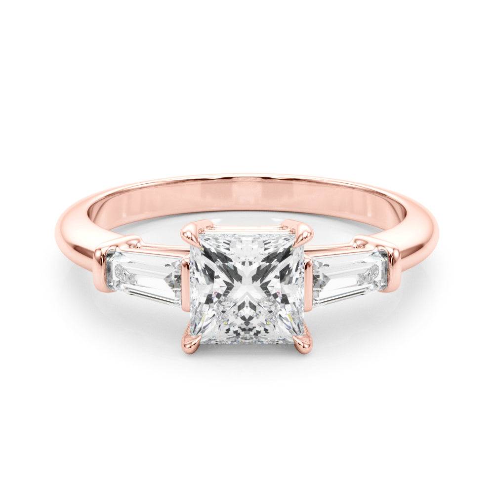18K Rose Gold 1 ct Diamond Three-Stone Ring