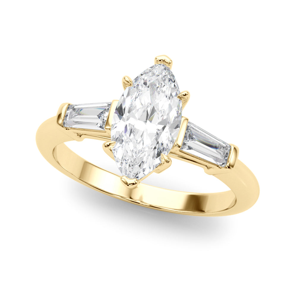 18K Yellow Gold Marquise Diamond Engagement Ring