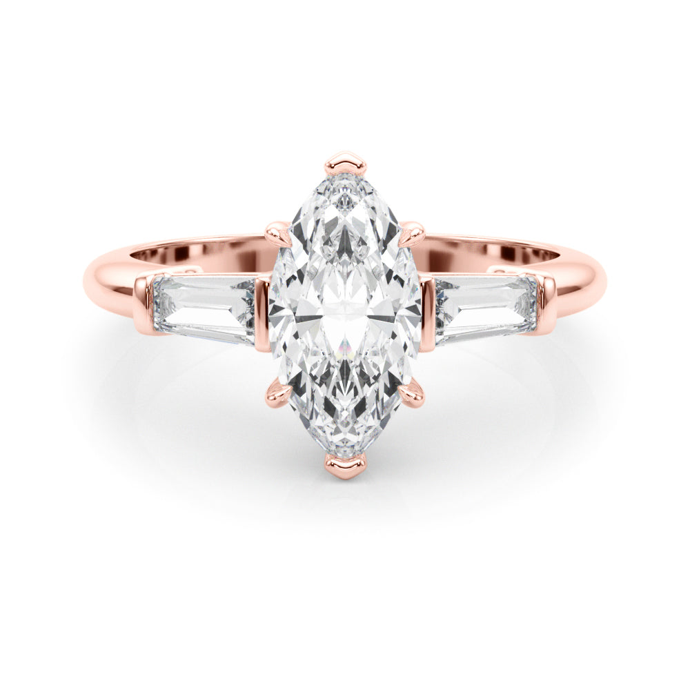 14K Rose Gold Marquise Diamond Engagement Ring