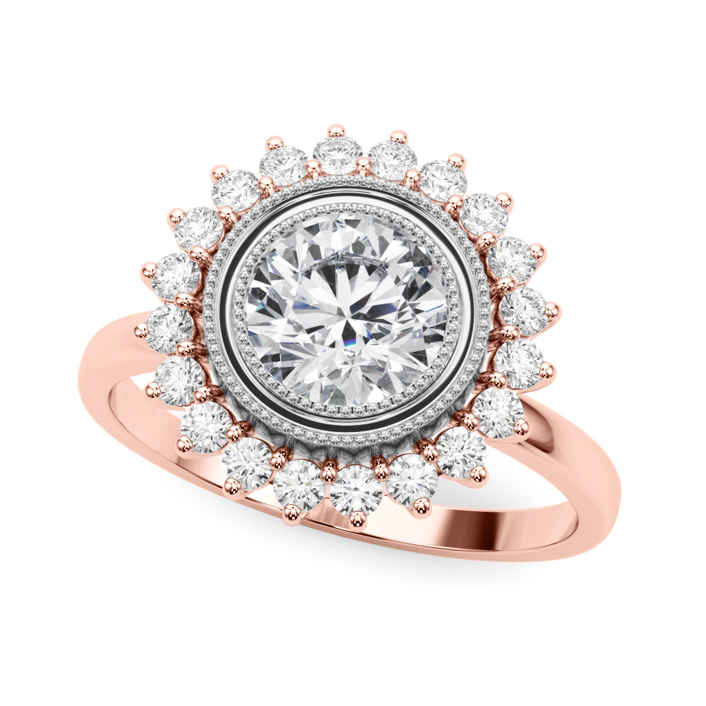 18K Rose Gold 1.33ctw Diamond Halo Engagement Ring