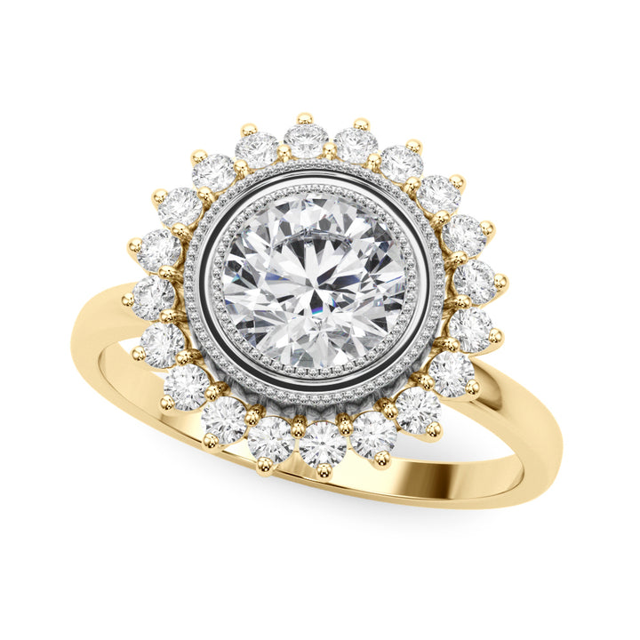 18K Yellow Gold 1.33ctw Round Diamond Halo Ring