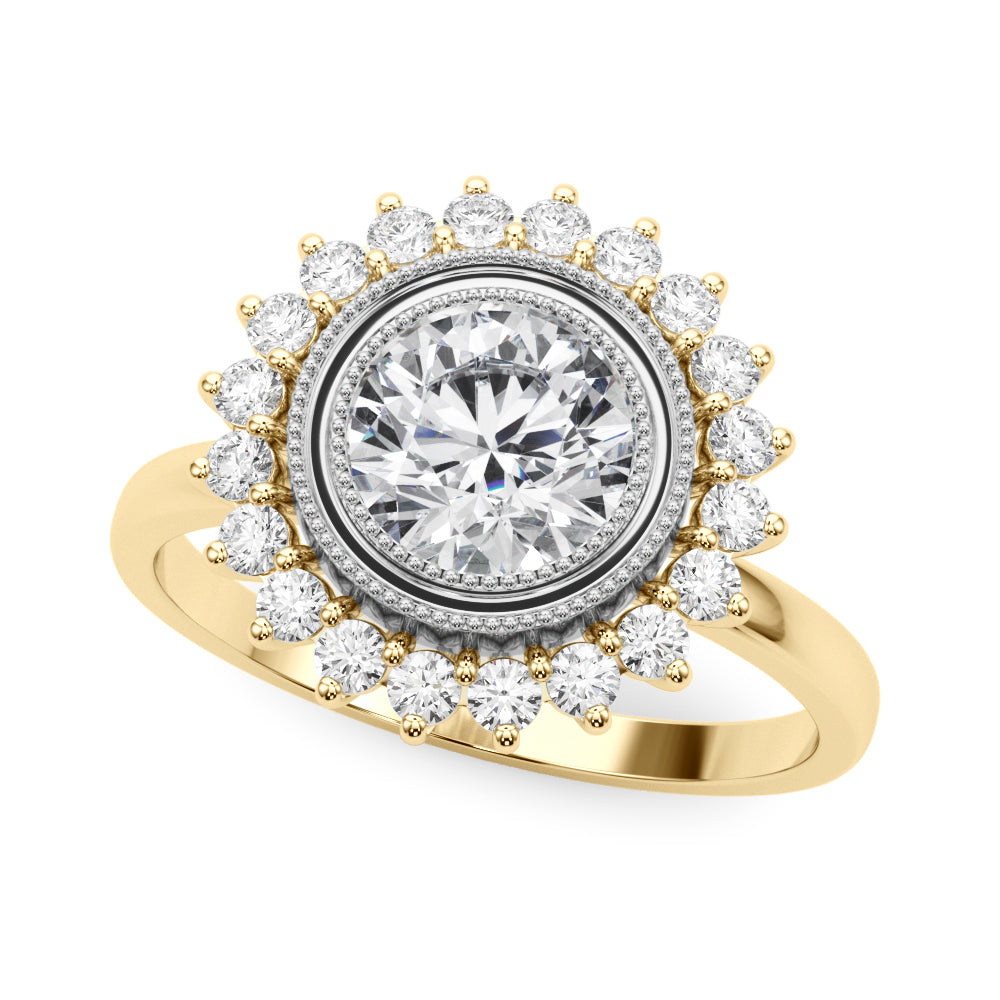18K Yellow Gold 1.33ctw Round Diamond Halo Ring