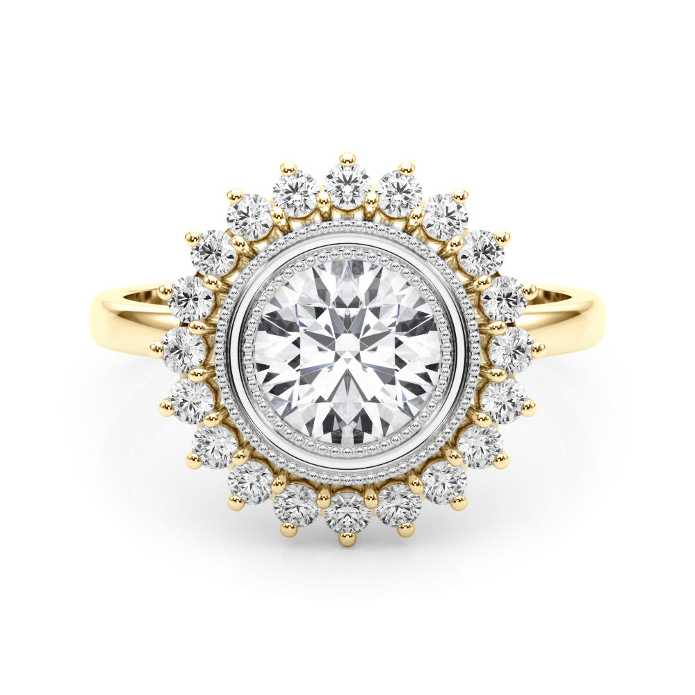 18K Yellow Gold 1.33ctw Round Diamond Halo Ring