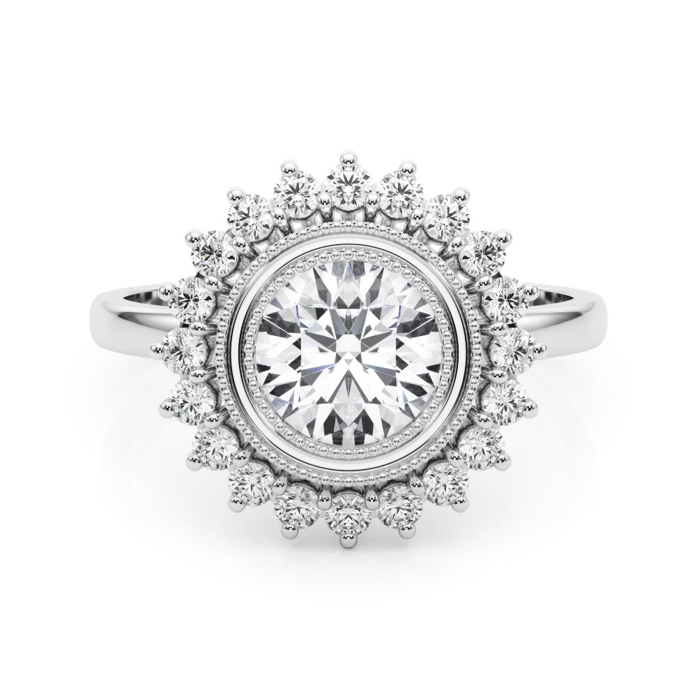 14K White Gold 1.33ctw Diamond Halo Engagement Ring
