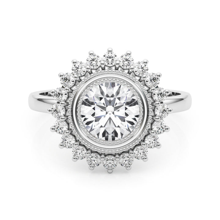14K White Gold 1.33ctw Diamond Halo Engagement Ring